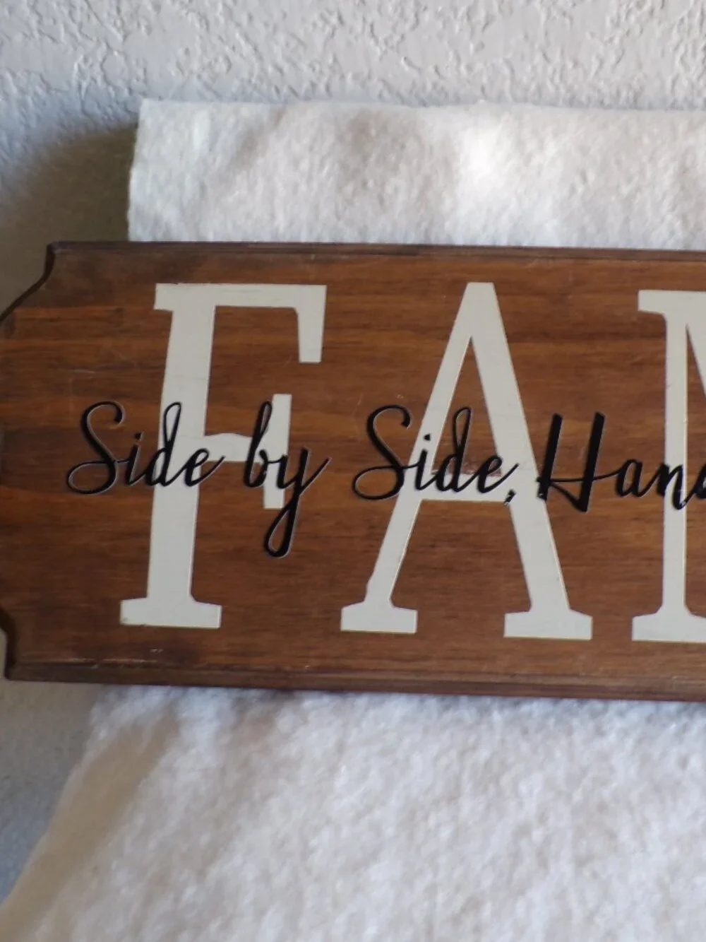 Wooden FAMILY Plaque Side by Side, Hand in Hand, Heart to Heart